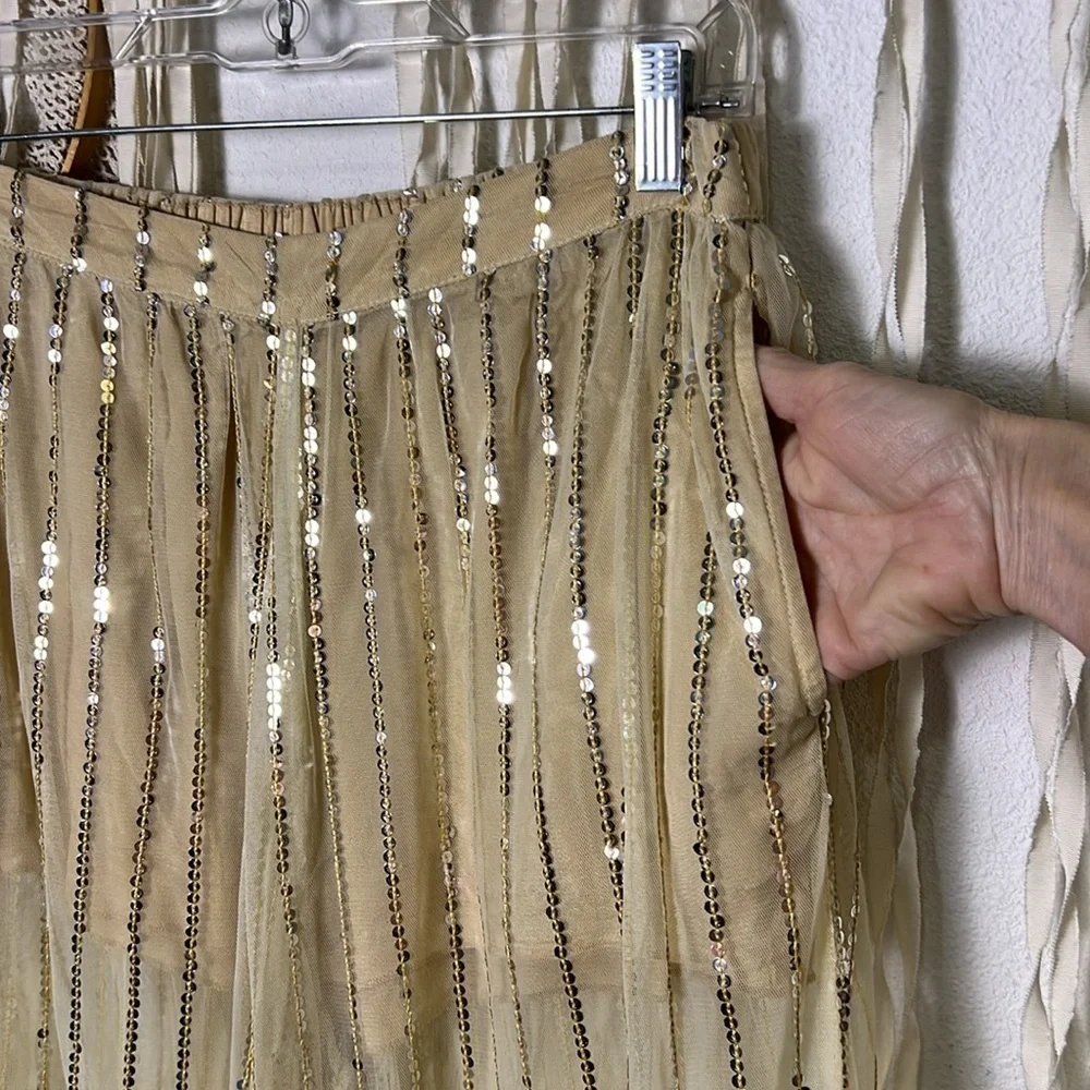 New Romantics | Free People Pull On Sequin Wide Leg Pants with Boy Shorts S - Picture 5 of 11